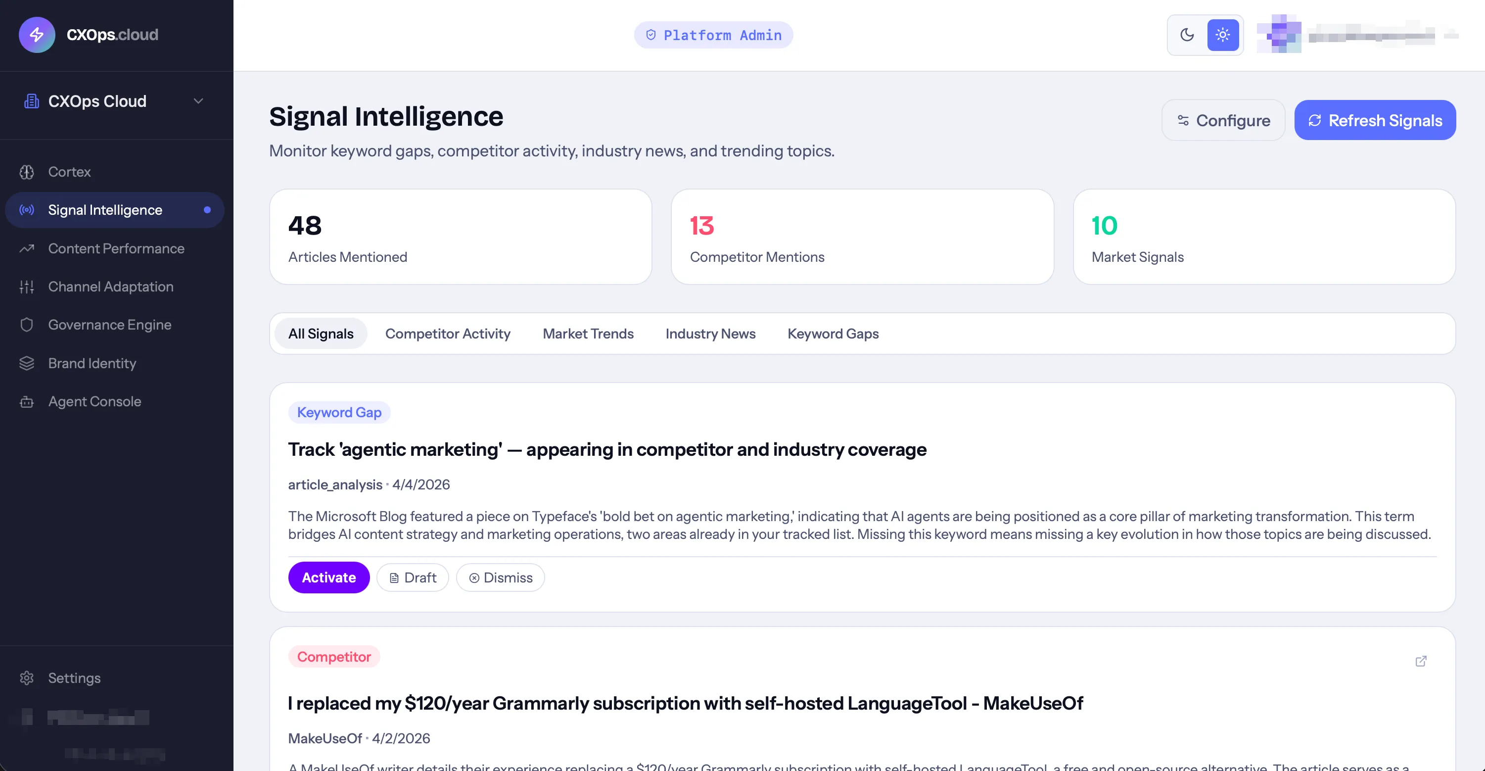 Signal Intelligence feed